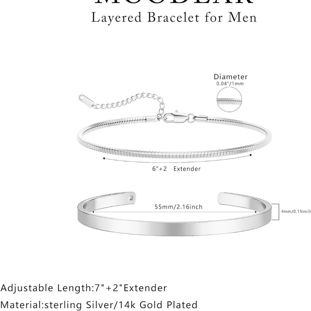 Stackable Bracelets For Men - Dainty 925 Sterling… - image 5
